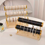 Detachable Bracelet And Bangle Organizer, PU Leather Velvet Jewelry Organizer, Multi Layer Bracelet Organizer Rack, Countertop Bracelet Iron Rack