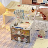 Cute Candy Stationary Organizer, Lovely Fashion Pen Holder with Sticker, Multifunctional Stationery Pencil Organizer, Large Capacity Waterproof Student Desk Holder