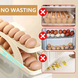 Automatic Scrolling Egg Rack, Refrigerator Egg Dispenser For Kitchen, Double Layer Egg Dispenser, Roll Down Counter Top Egg Holder, Smart Rolling Egg Storage Tray