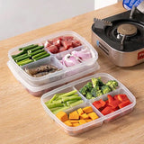 4 Grid Plastic Becon Box, Four Compartment Food Storage Box, Reusable Preservation Box With Lid, Plastic Refrigerator Storage Box Organizer, Food Storage Container with Lid for Refrigerator, Multipurpose Food Fridge Keeper