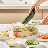 Multifunctional Vegetable Stinger, Vegetable Slicer Chopper Cutter Shredder with Storage Box,  Vegetable Cutter With Basket, Hand Guard Potato Grater With Storage, Vegetable Chopper With Container, Transparent Slicer Shredder And Cutter