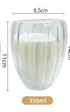 350ml Ripple Glass Coffee Mug, Double Wall Tea Milk Cup, Heat Resistant Juice Mug