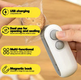 Rechargeable Plastic Bag Sealing Machine, 2 In 1 Mini Heat Bag Sealing Machine, Handheld Plastic Bag Heat Sealer