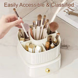5 Grid Spinning Makeup Organizer, Desktop Makeup Organizer, Makeup Brush Holder With Drawer, Desktop Vanity Organizer