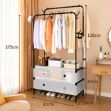 Dual Pole Clothes Rack With Shoe Storage, Simple Clothes Storage Shelf, Bedroom Living Room Hanger, Living Room Clothes Storage Rack