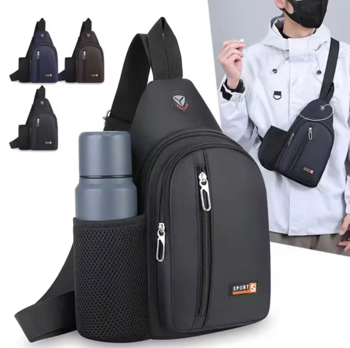 Travel Crossbody Bag, Large Capacity Oxford Cloth Shoulder Bag, Boys Fashion Lightweight Chest Bag