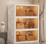 Multi Layer Foldable Storage Cabinet, Bedroom Closet Organizer With Doors, Portable Wardrobe Cabinet, Clothes Storage Organizer, No Installation Storage Cabinet, Plastic Folding Storage Cabinet