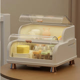 Double Layer Kitchen Dish Rack with Lid, Dustproof Dish Rack Organizer, Kitchen Dish Drying Rack, Multifunctional Storage Organizer