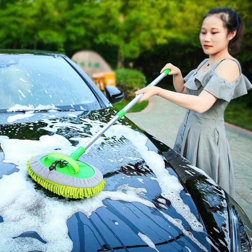 Microfiber Car Wash Brush, Mitt Sponge With Long Handle, Telescopic Cleaning Mop,  Adjustable Super Absorbent Washing Mop, 2 In 1 Wash Dust Cleaning Mop, Multifunctional Home Automobile Dust Removal Mop