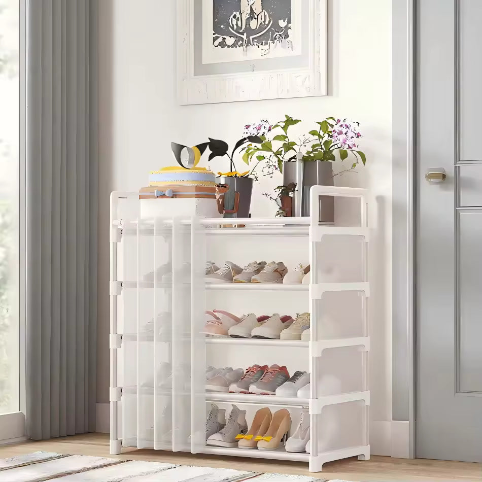 Dustproof Shoe Rack With Curtain, Stackable Multilayer Shoe Rack, Space Saving Footwear Organizer, Shoe Rack Organizer Cabinet With Curtain