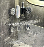 Transparent Corner Shower Shelf with Suction Cups – No Drill Bathroom Storage Rack with Hooks