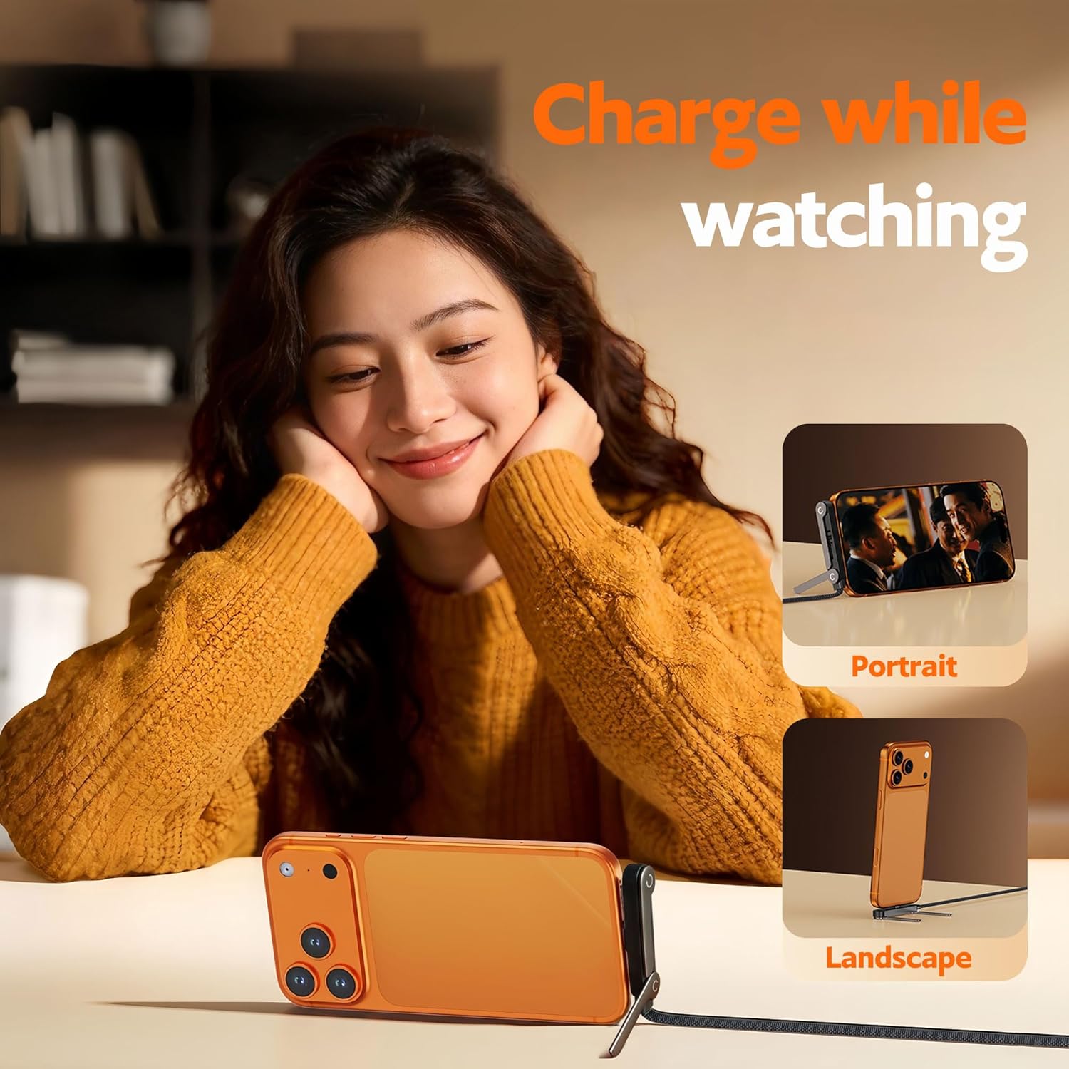 2-in-1 Type-C Fast Charging Cable with Foldable Phone Stand