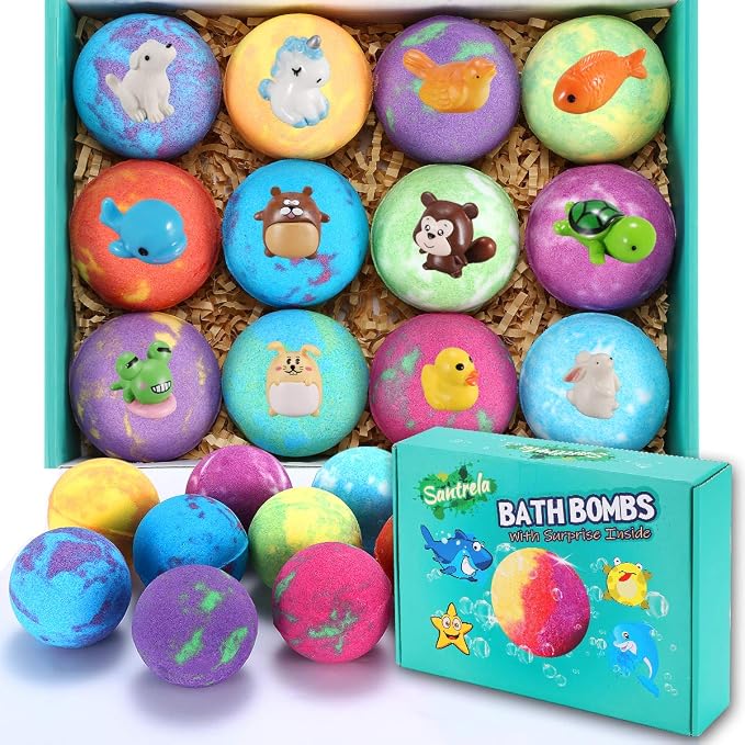 Santrela Bath Bombs with Surprise, Fizzing Bath Bombs for Boys & Girls (1PC)