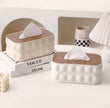Premium Decorative Tissue Holder, Solid Square Shape Tissue Box, Napkin Holder With Wooden Lid, Office Desk Tissue Organizer