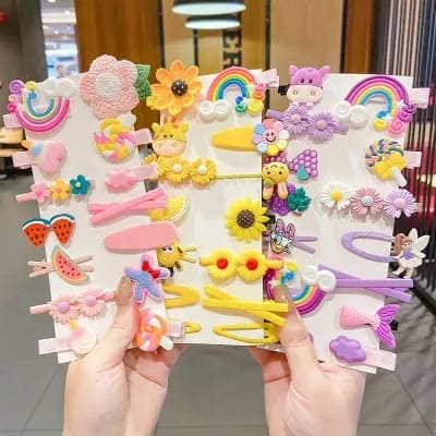 Set Of 14 Baby Hair Clips Card, Creative Sweet Kid Side Tassels Clips, Tiny Hair Clips for Baby Girls, Princess Decorative Hair Accessories