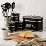 Set Of 4 Bread Bin And Canister Set, Vintage Style Storage Jars, Coffee And Sugar Metal Container, Airtight Storage Box For Bread