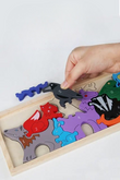 Wooden 3D Animals Puzzle Toy, Stacked Balance Block Board Sensory Game, Shape Matching Educational Toy