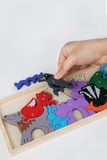 Wooden 3D Animals Puzzle Toy, Stacked Balance Block Board Sensory Game, Shape Matching Educational Toy
