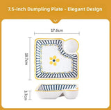 Ceramic Plate With Sauce Compartment, Dumpling Plate With Vinegar Dish, Japanese Style Serving Dish