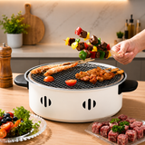 Portable Barbecue Stove With Coal Grill, Tabletop BBQ Grill Pan, Round Non Stick Barbecue Rack, Outdoor Camping Barbecue Stove, Korean Charcoal Stove, Stainless Steel Split Barbecue Grill