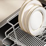 Stainless Steel Expandable Dish Drainer, Over The Sink Dish Drying Rack, Kitchen Storage Organizer, Countertop Space Saving Dish Rack