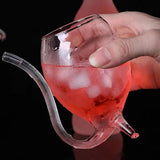 Double Wall Curved Glass Drinking Cup, Transparent Drinking Glass With Built In Tube, Creative Transparent Glass Tumbler, Luxury     Spiral Straw Glass Cup