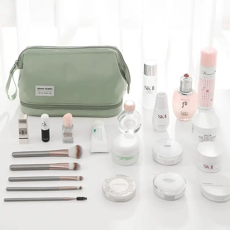 Ultimate Makeup Travel Pouch, Double Layer Cosmetic Bag, Waterproof Organizer Case, Unique Makeup Bag, Cosmetic Travel Bag, Waterproof Organizer Case, Toiletry Bag for Women