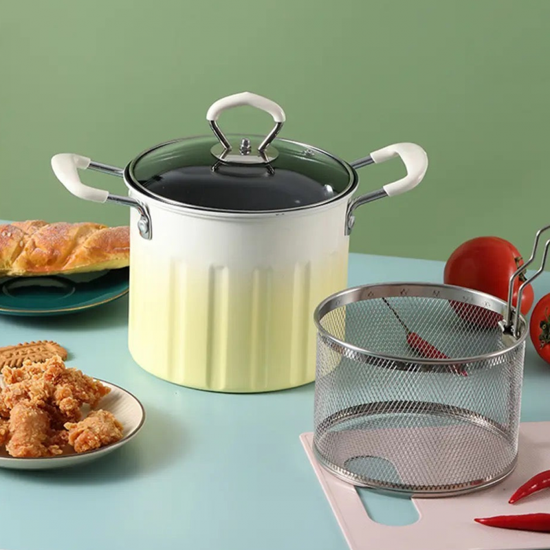 3L Stainless Steel Deep Frying Pot, Multifunctional Household Deep Frying Pan, Non Stick Mini Small Oil Frying Pot