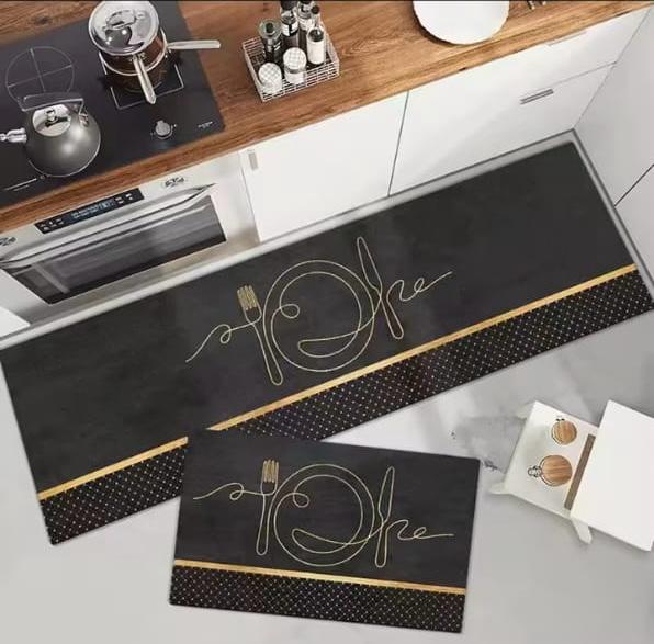 Set Of 2 Kitchen Floor Mat, Non-slip Kitchen Carpet, Kitchen Mat Bedroom Long Rug, Anti Slip Floor Mat, Modern Kitchen Mate