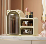 Rotating Desktop Bear Shape Storage Box, Desktop Organizer With 2 Drawers, Makeup And Brushes Organizer, Dressing Table Storage Box