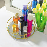 Classy Golden Vanity Tray, Multipurpose Cosmetic Jewellery Tray, Perfume Organizer Holder