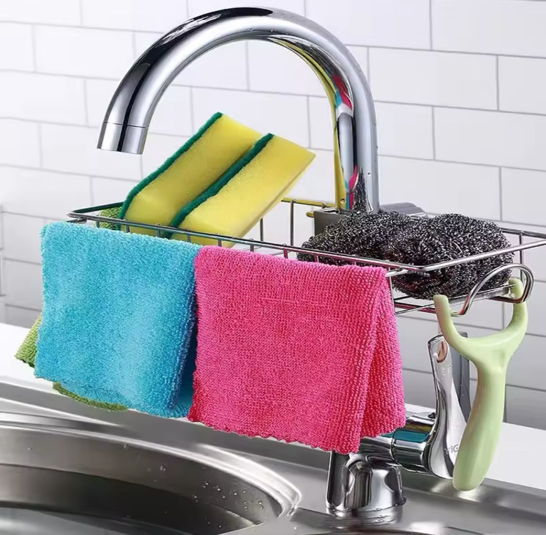 Stainless Steel Soap Storage Shelf, Sponge Storage Holder, Soap Draining Shelf Organizer