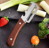 3 In 1 Vegetables Peeler With Wooden Handle, Stainless Steel Scallion Shredder, Multifunctional Vegetable Slicing Peeler, Kitchen Tool