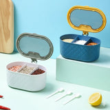3 Compartment Spice Jar Box, Spice Organizer With Spoon, 3 Compartment Seasoning Organizer