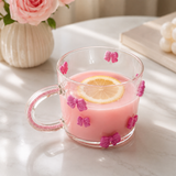 Cute 3D Bow Design Glass Cup, Aesthetic Bow Transparent Glass Mug, Elegant Coffee And Tea Cup, Adorable Bow Coffee glass Mug