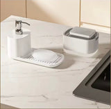 Manual Soap Dispenser With Sponge Holder, Kitchen Countertop Soap Dispenser Rack, Daily Wash Kitchen Caddy