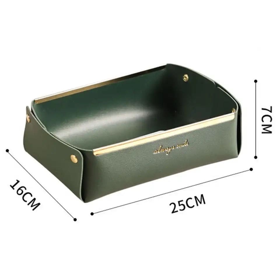 Folding Jewellery Tray, Sundries  Storage Tray, Collapsible Faux Leather Large Capacity Sundries Organizer Box, Nordic Style Leather Organizer, Rectangle Desktop Organizer Box, Multipurpose Catchall Tray for Key Jewelry, Desk Dresser Top Organizer