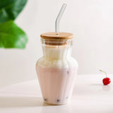 Milkshake Glass With Straw, Cold Coffee Glass Tumbler, Juice Glass Mug With Straw, Iced Coffee Mug With Straw