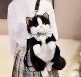 Cute Cat Plush Stuffed Backpack,     Kawaii Cat Backpack Carrier, Fluffy Cat Doll Backpack, Adorable Cat Shoulder Backpack