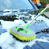 Microfiber Car Wash Brush, Mitt Sponge With Long Handle, Telescopic Cleaning Mop,  Adjustable Super Absorbent Washing Mop, 2 In 1 Wash Dust Cleaning Mop, Multifunctional Home Automobile Dust Removal Mop