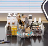 Luxury Makeup Organizer With 360° Rotating Makeup Brush Holder, Cosmetic Storage Box, Lipsticks Make Up Container, Vanity Makeup Organizer Box