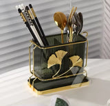 Acrylic Cutlery Holder With Drain Plate, Double Barrel Chopsticks Storage Holder, Kitchen Cutlery Storage Rack