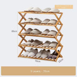 Bamboo X-Fold Shoe Stand, Premium Foldable Bamboo Shoe Rack, Smart Fold Shoe Organizer, Natural Bamboo Folding Shoe Stand