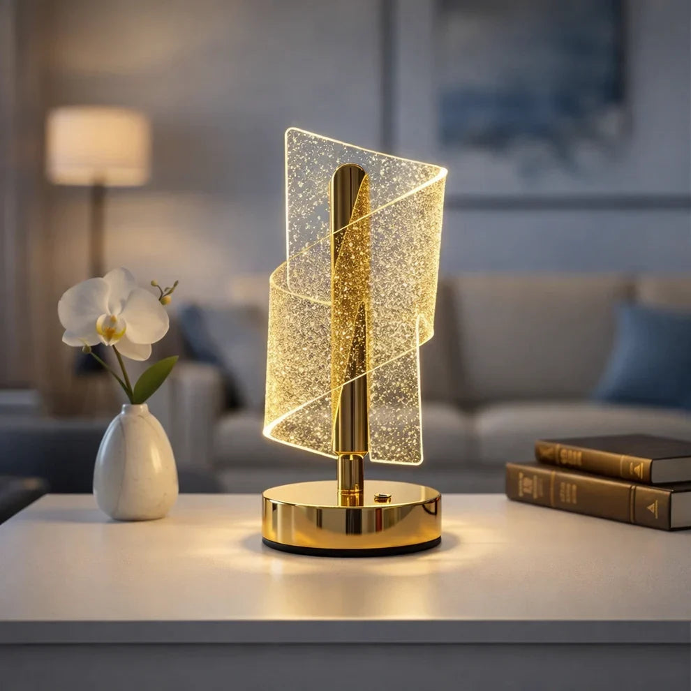 Elegant Spiral LED Table Lamp – Modern Decorative Acrylic Light
