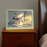 Sunshine Art Painting Frame, LED Shadow Painting Frame, Creative Tabletop Decor Photo Frame, light painting painting Light and Shadow Glowing Frame, Creative Artistic Shadow Painting, 3 Color Luminous Wall Art Decoration, Wooden Light Hollow Photo Frame