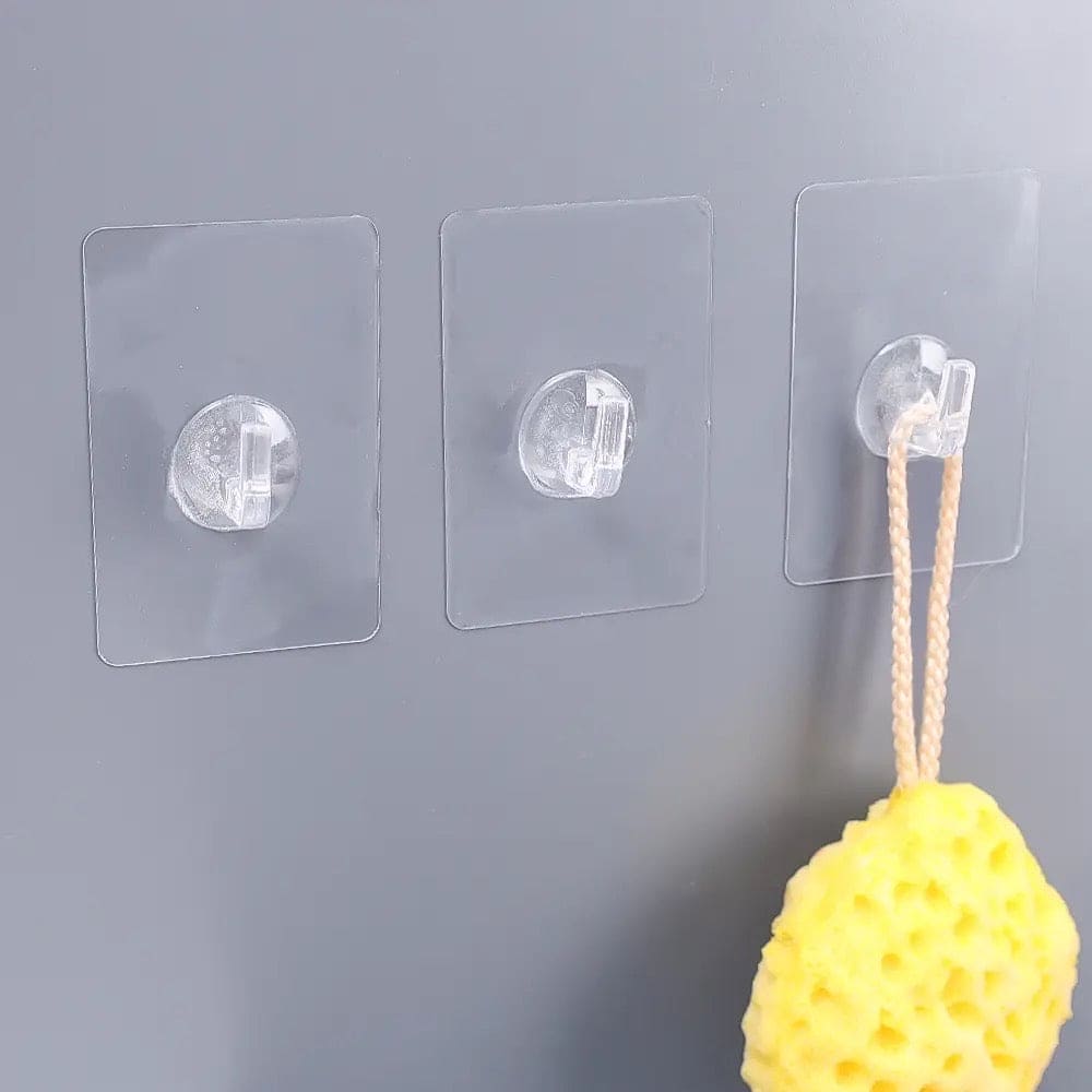 Set of 10 Rotatable Sticky Hanger, Transparent Wall Hooks, Strong Self Adhesive Anti-slip Hook, Punch Free No Trace Storage Hangers For Home Kitchen Bathroom, Multipurpose Wall Hanger, Load Bearing Sticky Hooks