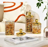 Set Of 3 Transparent Sealed Jar With Golden Lid, Dried Fruit Storage Jar, Multifunctional Storage Container, Airtight Lid Storage Container