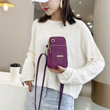 Mobile Wallet Bag, Women Fashion Women Cross Body Bag, 3 Layer Mobile Pouch With Headphone Plug, Casual Waterproof Nylon Crossbody Bag, Small Cell Phone Handbag, Purse Sports Pouch Bag, Universal Mobile Phone Bag