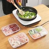 4 Grid Plastic Becon Box, Four Compartment Food Storage Box, Reusable Preservation Box With Lid, Plastic Refrigerator Storage Box Organizer, Food Storage Container with Lid for Refrigerator, Multipurpose Food Fridge Keeper