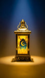 Luminous Glow Ramadan Lantern, Golden Silhouette Lantern, Portable Hanging Lantern